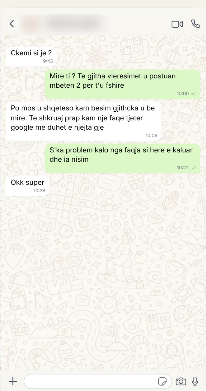 Pamje ekrani e një vlerësimi nga një klient i kënaqur në Google