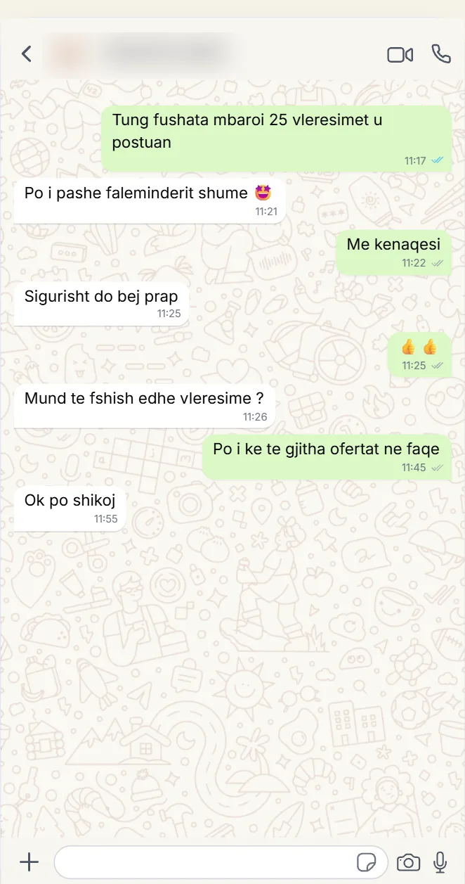 Përshtypje klienti pas blerjes së vlerësimeve në Google